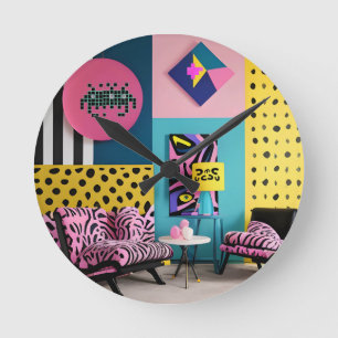 Memphis Design Reception Dream Round Clock