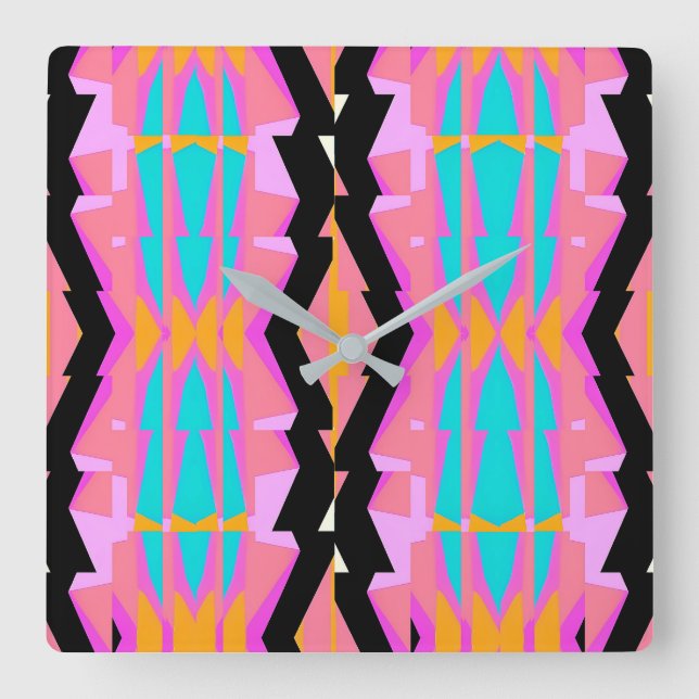 Memphis Design Wire Square Wall Clock (Front)