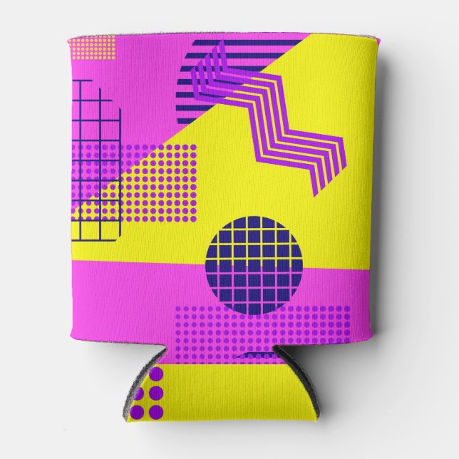Memphis Eighties: Geometric Shapes Background Can Cooler (Front)