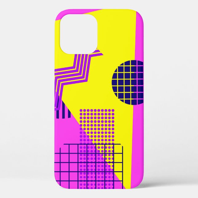 Memphis Eighties: Geometric Shapes Background Case-Mate iPhone Case (Back)