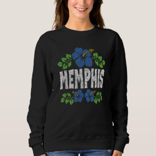 Memphis Flowers Distressed Color Print Sweatshirt