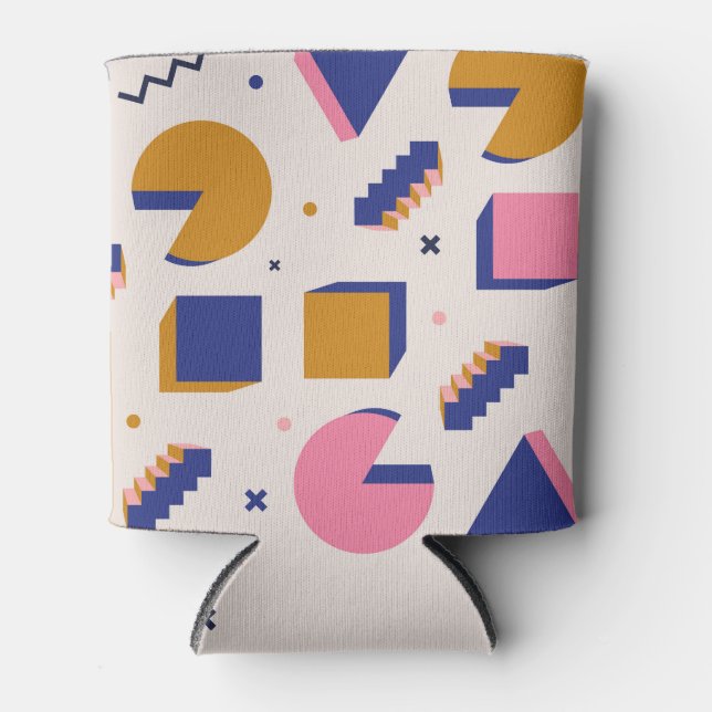 Memphis Geometry: 90s Fashion Seamless Can Cooler (Front)