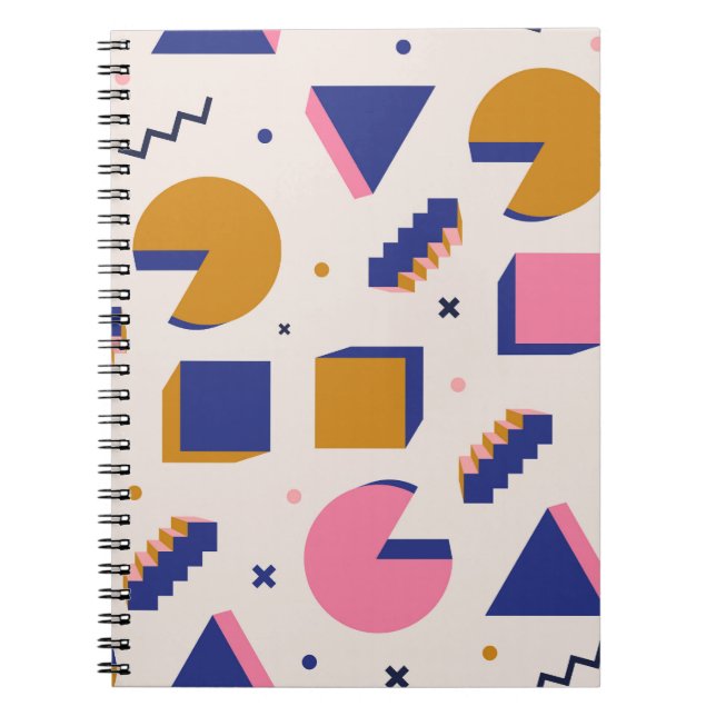 Memphis Geometry: 90s Fashion Seamless Notebook (Front)