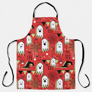 Memphis ghost: Halloween geometric pattern. Apron