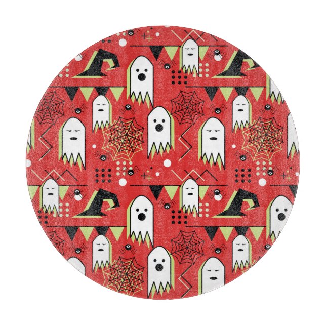 Memphis ghost: Halloween geometric pattern. Cutting Board (Front)