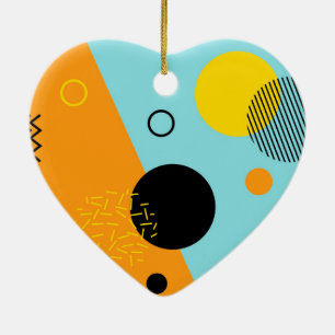 Memphis, hipster, trendy, cool illustration art ceramic ornament