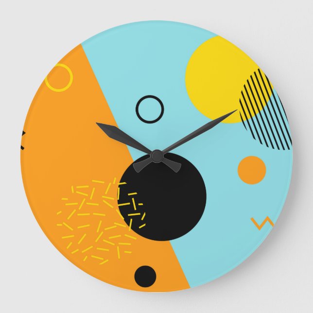 Memphis, hipster, trendy, cool illustration art large clock (Front)