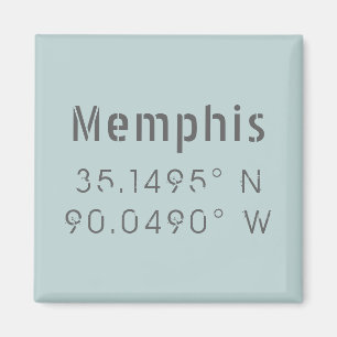 Memphis Longitude and Latitude Magnet