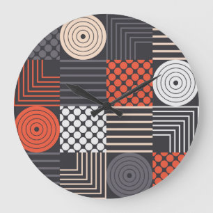 Memphis Magic: Geometric Banner Fun Large Clock