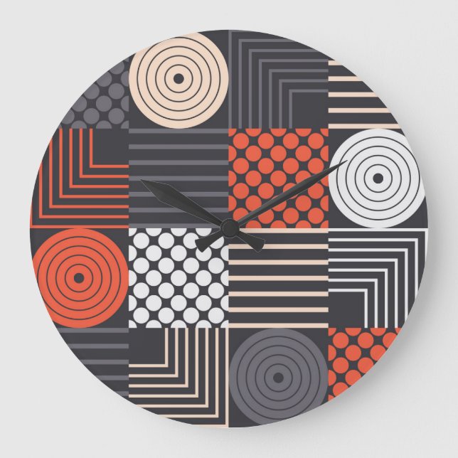 Memphis Magic: Geometric Banner Fun Large Clock (Front)