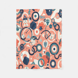 Memphis Mashup: Playful Geometric Chaos Fleece Blanket