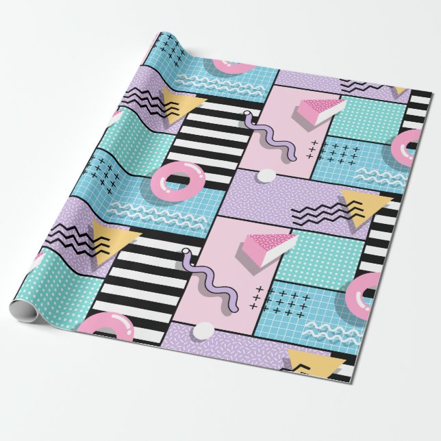 Memphis Party Wrapping Paper (Unrolled)