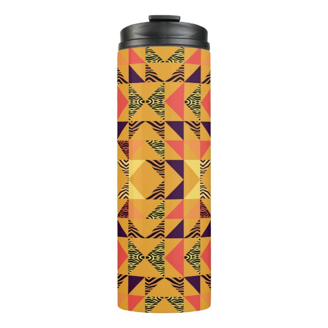 Memphis Pastel Triangle Abstract Pattern. Thermal Tumbler (Front)