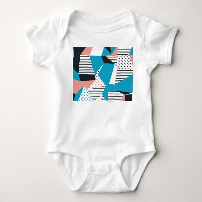 Memphis Pattern: Minimalist Abstract Trend Baby Bodysuit (Front)
