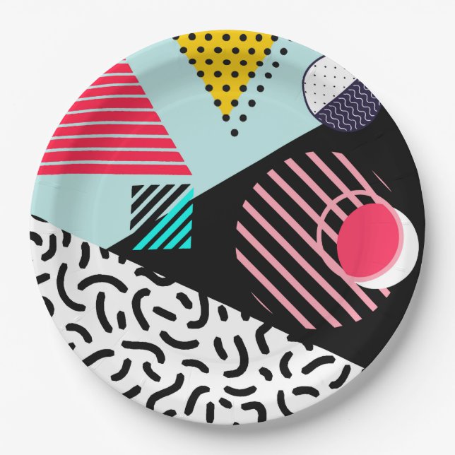 Memphis Pattern Paper Plate (Front)
