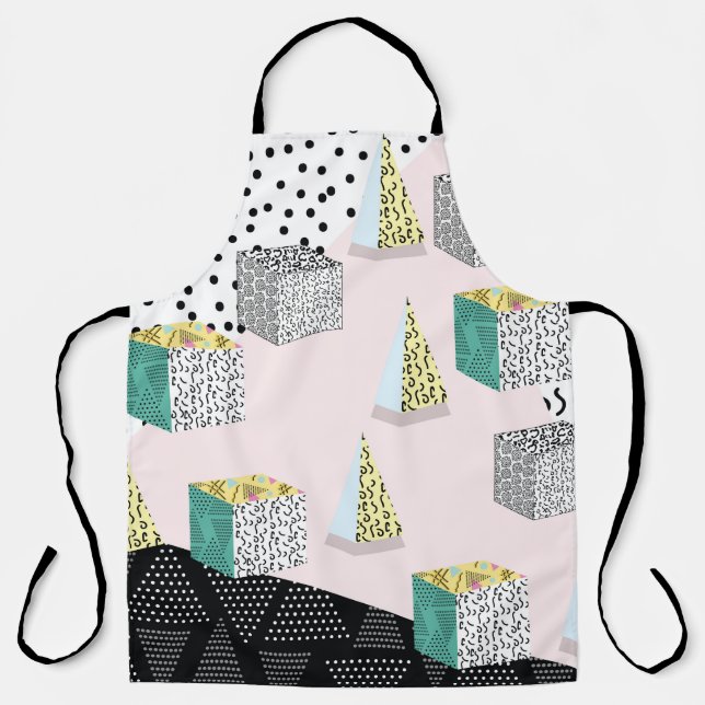 Memphis pattern with geometric, grid, striped and  apron (Front)