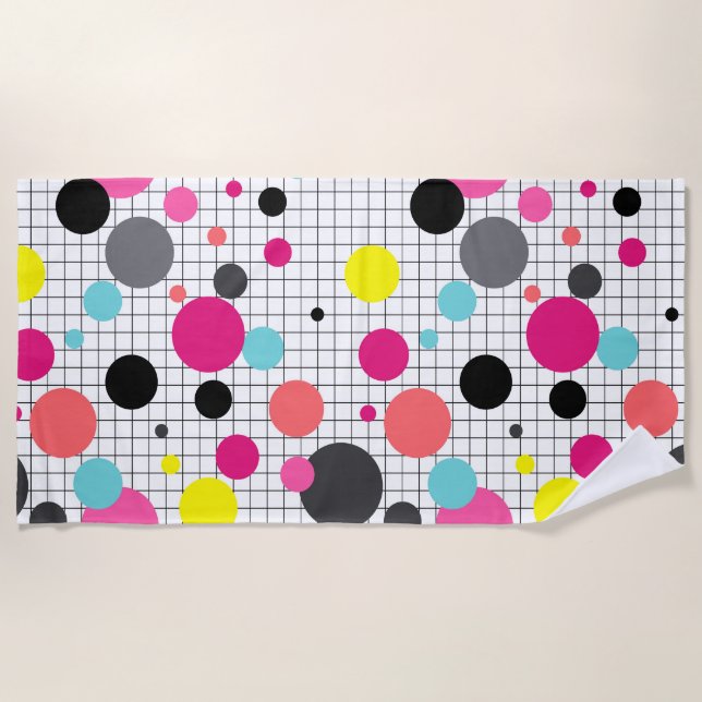 Memphis polka dots  beach towel (Front)