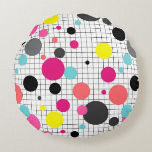Memphis polka dots round cushion