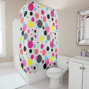 Memphis polka dots  shower curtain