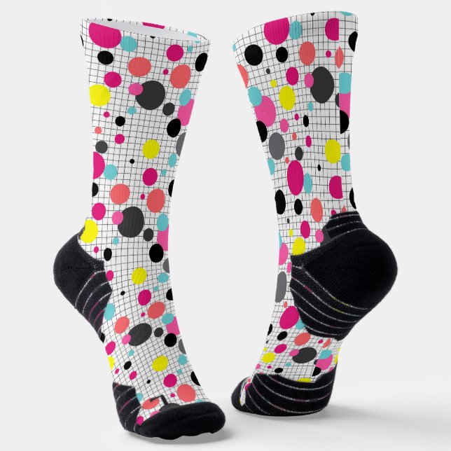 Memphis polka dots  socks (Angled)