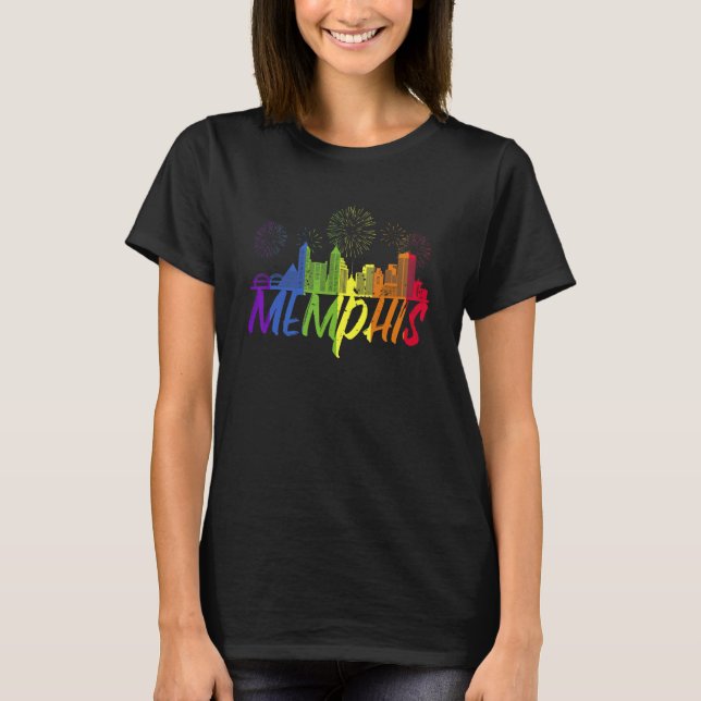 Memphis Pride Skyline  Pride Parade Memphis T-Shirt (Front)