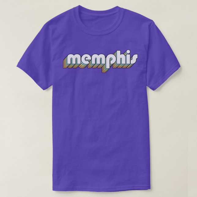 Memphis Retro Rainbow Typography Faded Style T-Shirt (Design Front)