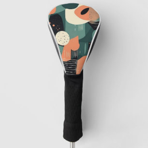 Memphis Revival Coral Navy Teal Abstract Golf Head Cover