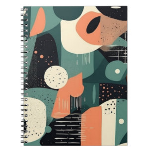 Memphis Revival Coral Navy Teal Abstract Notebook