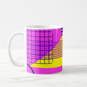 Memphis seamless pattern, geometric shapes in the coffee mug
