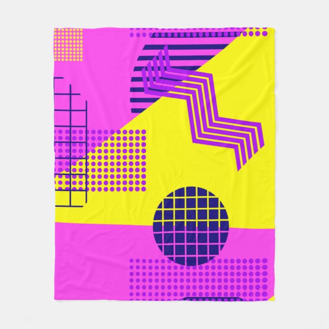 Memphis seamless pattern, geometric shapes in the  fleece blanket (Front)