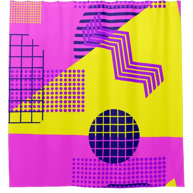 Memphis seamless pattern, geometric shapes in the  shower curtain (Front)