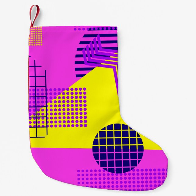 Memphis seamless pattern, geometric shapes in the  small christmas stocking (Front)