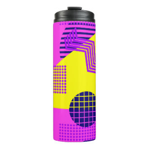 Memphis seamless pattern, geometric shapes in the  thermal tumbler