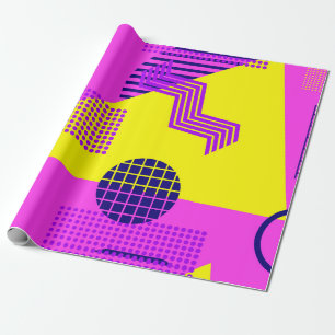 Memphis seamless pattern, geometric shapes in the wrapping paper