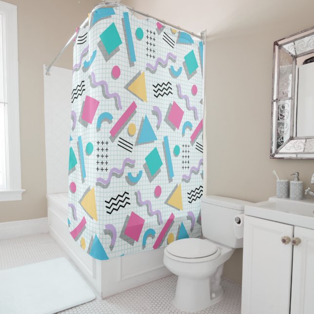 Memphis Shapes Shower Curtain (In Situ)