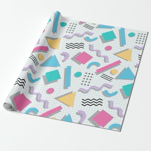 Memphis Shapes Wrapping Paper (Unrolled)