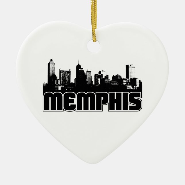 Memphis Skyline Ceramic Tree Decoration (Front)