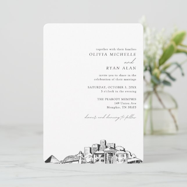 Memphis Skyline Destination Wedding Invitation (Standing Front)