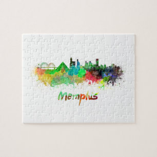 Memphis skyline in watercolor jigsaw puzzle