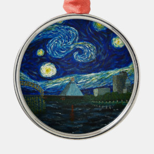"Memphis Starry Night" by Jack Lepper Metal Tree Decoration