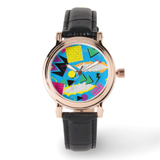 Memphis Style 80s Abstract Bright Colour Square Watch