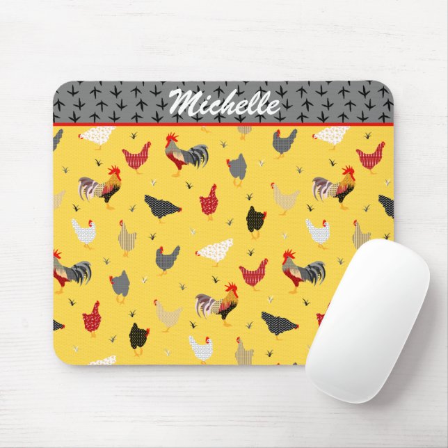 Memphis Style Chicken Farm Mouse Pad (With Mouse)