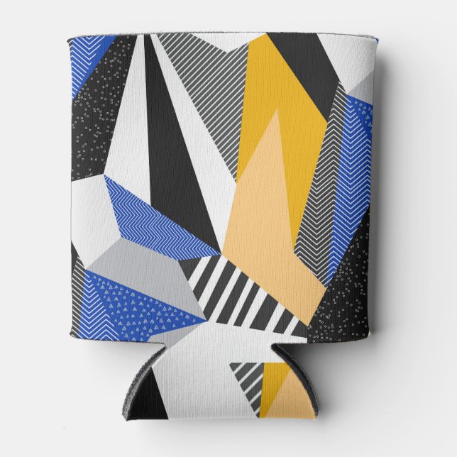 Memphis Style: Creative Geometric Collage. Can Cooler (Front)