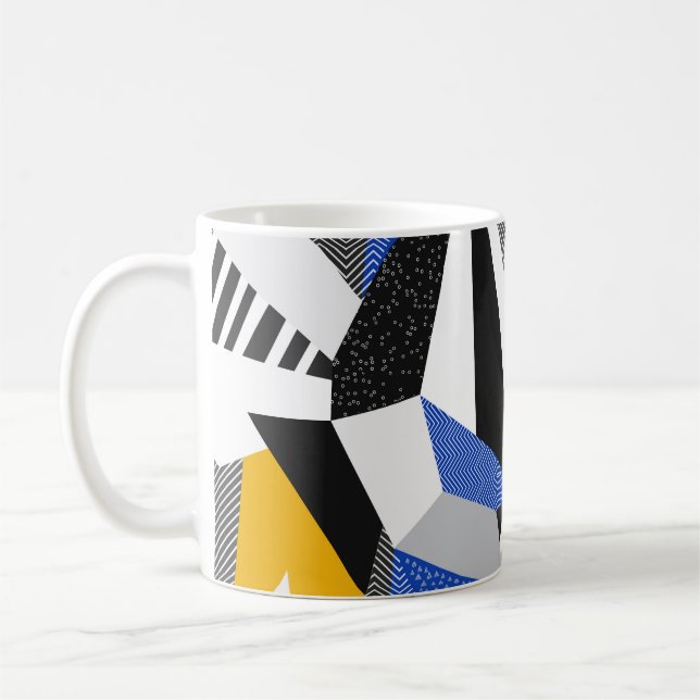 Memphis Style: Creative Geometric Collage. Coffee Mug (Left)