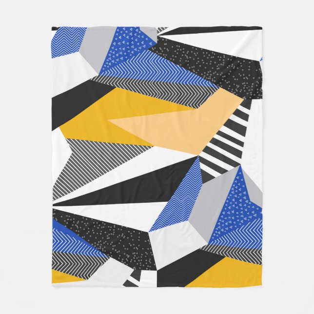 Memphis Style: Creative Geometric Collage. Fleece Blanket (Front)
