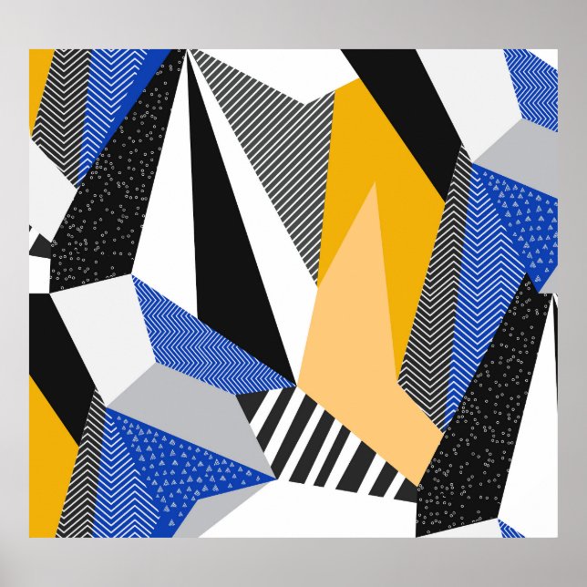 Memphis Style: Creative Geometric Collage. Poster (Front)