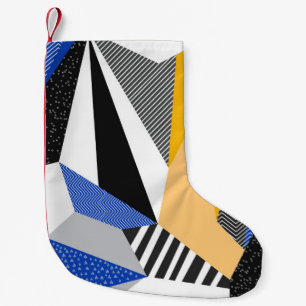 Memphis Style: Creative Geometric Collage. Small Christmas Stocking