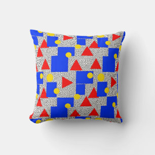 Memphis Style Geometric Bold Primary Color Abstrac Cushion