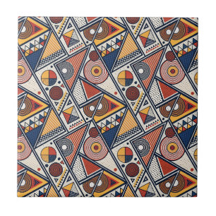Memphis Style Geometric Shapes & Lines Pattern Art Ceramic Tile