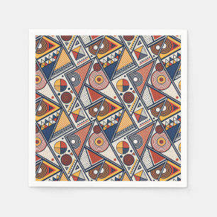Memphis Style Geometric Shapes & Lines Pattern Art Napkin